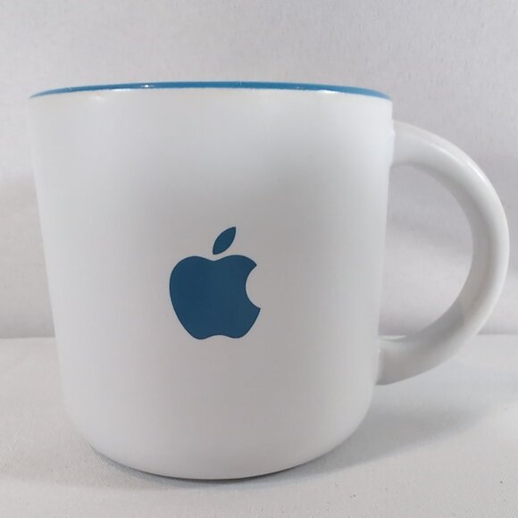 Macintosh Apple Mac Vintage Rare Mug White Blue Ceramic Coffee Tea Computer - Picture 1 of 15